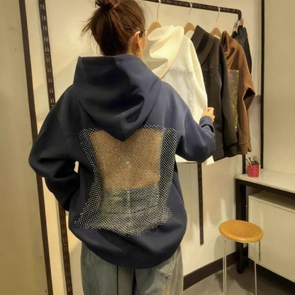 Womens Backless Mesh Hoodie